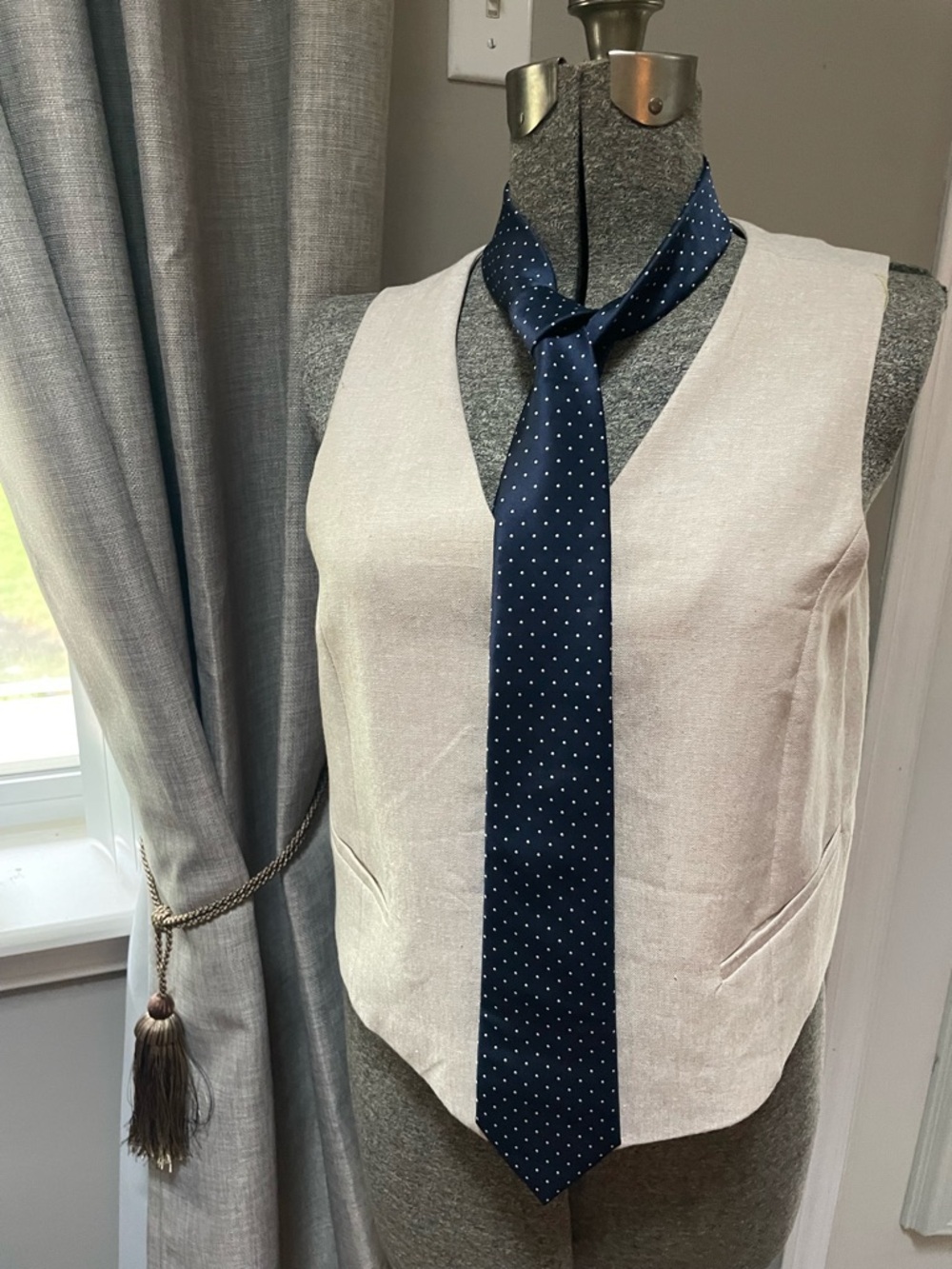 Neutral Linen-Look Button Front Vest by Old Navy. Out of stock style - Picture 6 of 8